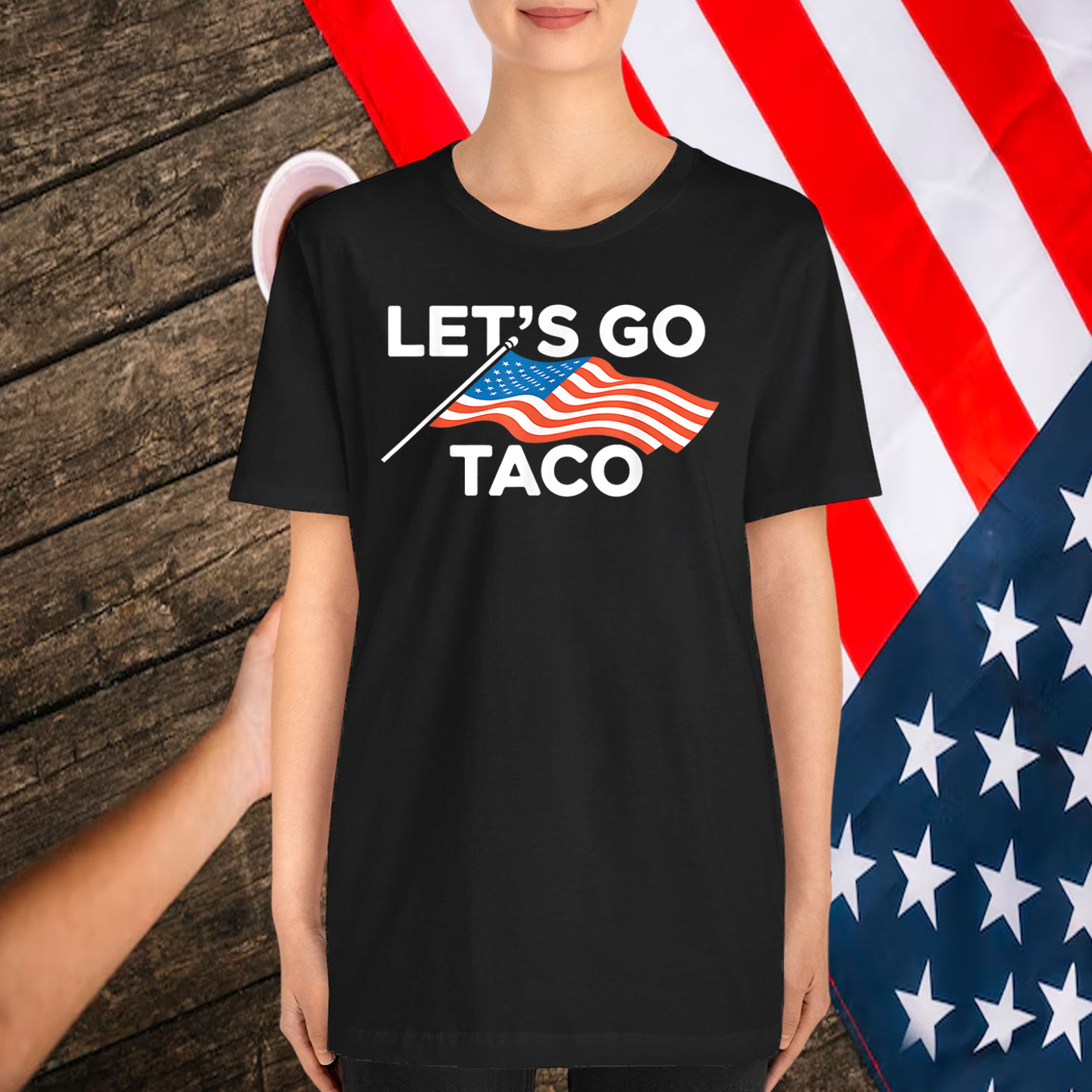 Funny Let's Go Taco American Flag T-Shirt