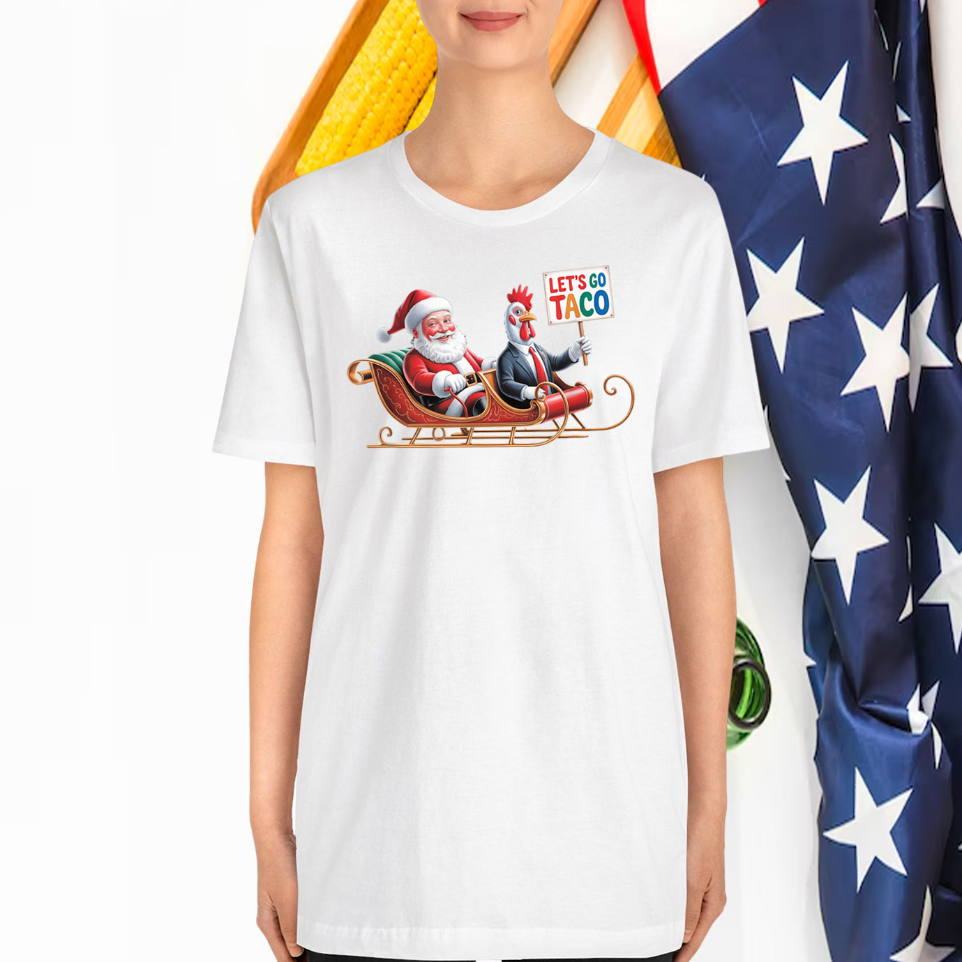 Let's Go Taco - Funny Sleigh Ride With Santa Claus T-Shirt