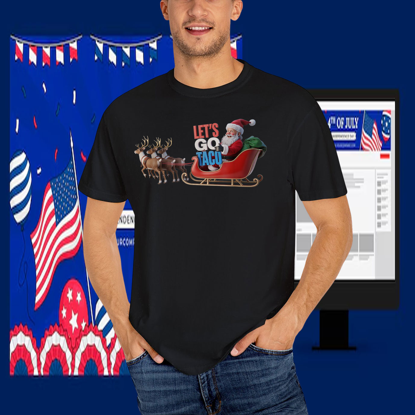 Let's Go Taco - Funny Sleigh Ride With Santa Claus Shirts