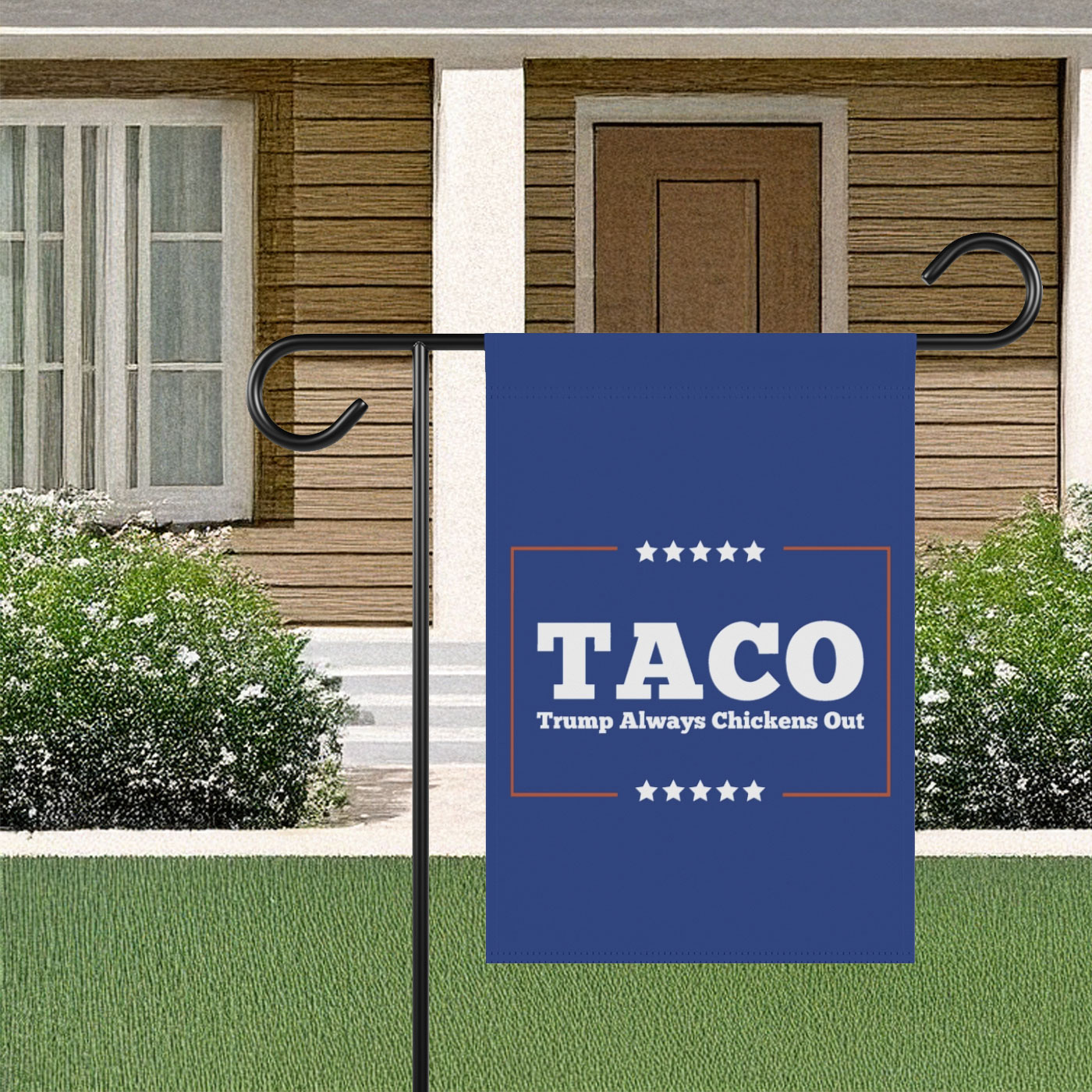 TACO Trump Always Chickens Out Garden Banner
